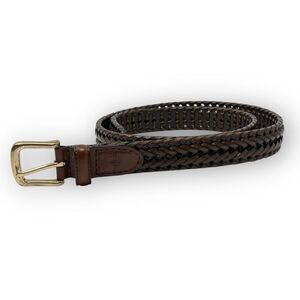 Dockers Dark Brown Leather Braided Woven Belt Dockers Logo Men's 40” Preowned